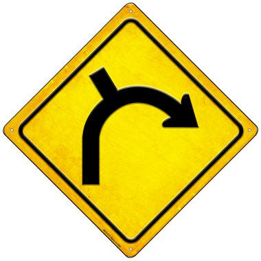 Right Turn and Side Road Novelty Mini Metal Crossing Sign MCX-610