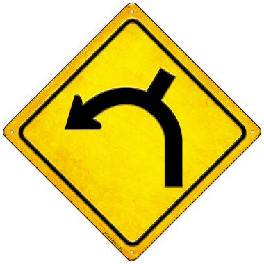 Left Turn and Side Road Novelty Mini Metal Crossing Sign MCX-611