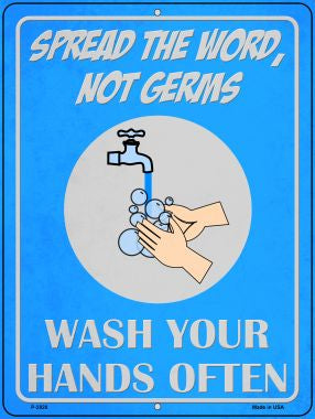 Spread the Word Not Germs Novelty Metal Parking Sign P-2828