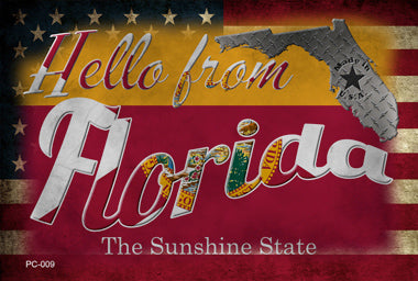 Hello From Florida Novelty Metal Postcard PC-009