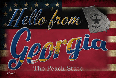 Hello From Georgia Novelty Metal Postcard PC-010