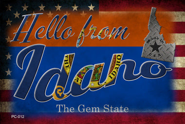 Hello From Idaho Novelty Metal Postcard PC-012