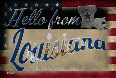 Hello From Louisiana Novelty Metal Postcard PC-018