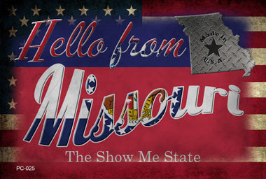 Hello From Missouri Novelty Metal Postcard PC-025