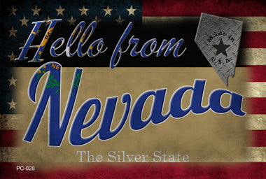 Hello From Nevada Novelty Metal Postcard PC-028