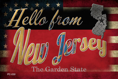 Hello From New Jersey Novelty Metal Postcard PC-030