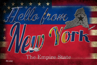 Hello From New York Novelty Metal Postcard PC-032