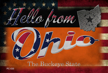 Hello From Ohio Novelty Metal Postcard PC-035