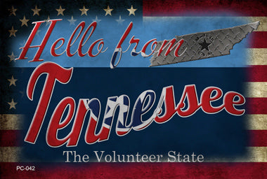 Hello From Tennessee Novelty Metal Postcard PC-042