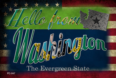 Hello From Washington Novelty Metal Postcard PC-047