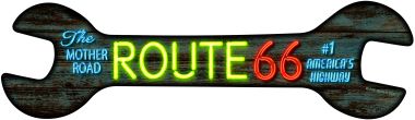 Neon Route 66 Novelty Metal Wrench Sign W-054