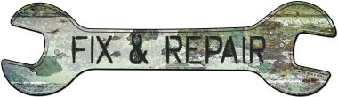 Fix and Repair Novelty Metal Wrench Sign W-106