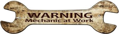 Mechanic At Work Novelty Metal Wrench Sign W-107
