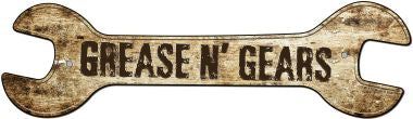 Grease And Gears Novelty Metal Wrench Sign W-111
