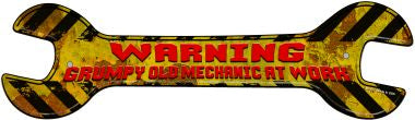 Old Mechanic At Work Novelty Metal Wrench Sign W-152