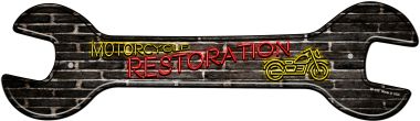 Motorcycle Restoration Novelty Metal Wrench Sign W-155