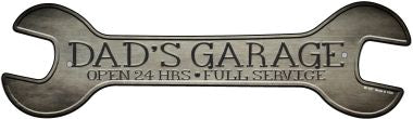 Dads Garage Novelty Metal Wrench Sign W-157