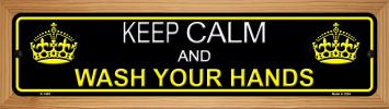 Keep Calm Wash Your Hands Novelty Wood Mounted Metal Small Street Sign WB-K-1409