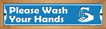 Please Wash Your Hands Novelty Wood Mounted Mini Metal Street Sign WB-K-1420