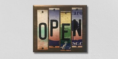 Open License Plate Tag Strip Novelty Wood Sign WS-008