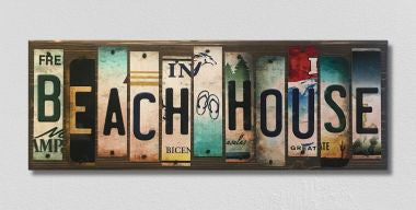 Beach House License Plate Tag Strip Novelty Wood Sign WS-017