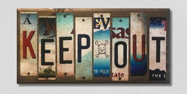 Keep Out License Plate Tag Strip Novelty Wood Sign WS-018