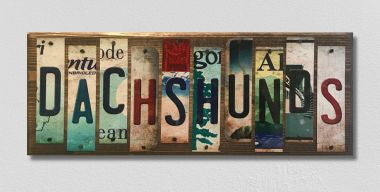 Dachshunds License Plate Tag Strip Novelty Wood Sign WS-029
