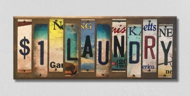 1 Dollar Laundry License Plate Tag Strip Wholesale Novelty Wood Sign WS-030