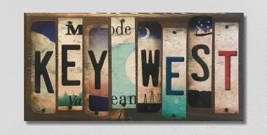 Key West License Plate Tag Strip Novelty Wood Sign WS-044