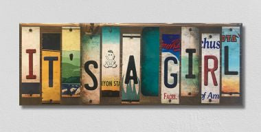 It's A Girl License Plate Tag Strip Novelty Wood Sign WS-050