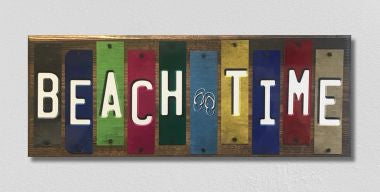 Beach Time License Plate Tag Strip Novelty Wood Sign WS-055