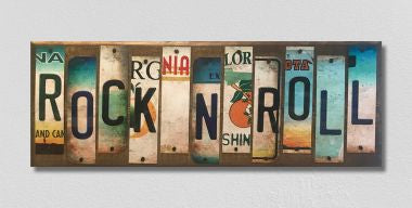 Rock N Roll License Plate Tag Strip Novelty Wood Sign WS-057