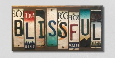 Blissful License Plate Tag Strip Novelty Wood Sign WS-060