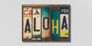 Aloha License Plate Tag Strip Novelty Wood Sign WS-064