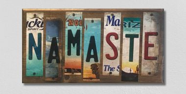 Namaste License Plate Tag Strip Novelty Wood Sign WS-066