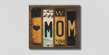 Love Mom License Plate Tag Strip Novelty Wood Sign WS-067