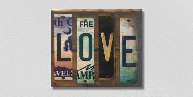 Love License Plate Tag Strip Novelty Wood Sign WS-068