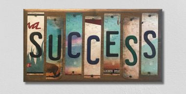 Success License Plate Tag Strip Novelty Wood Sign WS-070