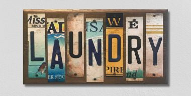 Laundry License Plate Tag Strip Novelty Wood Sign WS-076