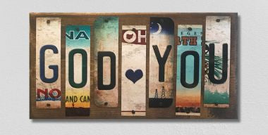 God Loves You License Plate Tag Strip Novelty Wood Sign WS-077