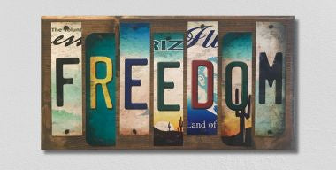 Freedom License Plate Tag Strip Novelty Wood Sign WS-083