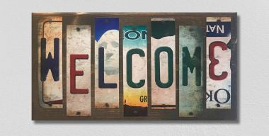 Welcome License Plate Tag Strip Novelty Wood Sign WS-084