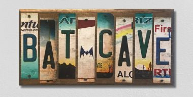 Bat Cave License Plate Tag Strips Novelty Wood Sign WS-089