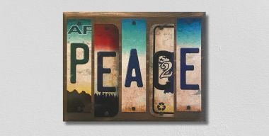 Peace License Plate Tag Strips Novelty Wood Sign WS-095