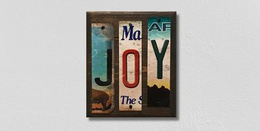 Joy License Plate Tag Strips Novelty Wood Sign WS-113