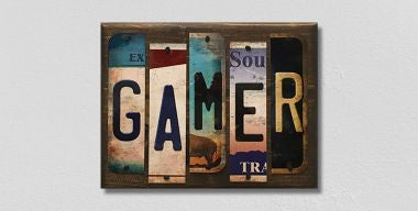 Gamer License Plate Tag Strips Novelty Wood Sign WS-116
