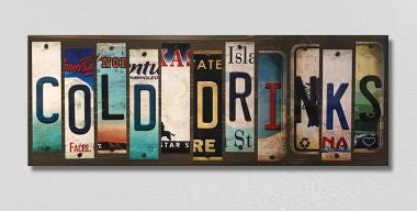 Cold Drinks License Plate Tag Strips Novelty Wood Sign WS-123