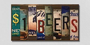 1 Dollar Beers License Plate Tag Strips Novelty Wood Sign WS-126