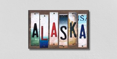 Alaska License Plate Tag Strips Novelty Wood Signs WS-157