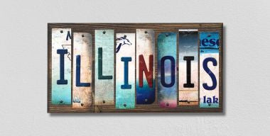 Illinois License Plate Tag Strips Novelty Wood Signs WS-164